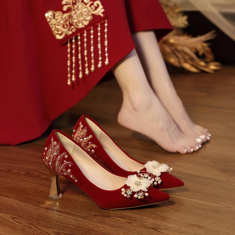 Fashion New Women Pumps Wedding High Heels Shoes Comfortable Lightweight Sole Non-Slip ) Floral Patterned Strapless Sandals Formal
