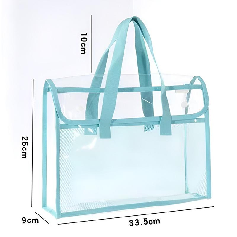 1 Large Capacity Portable Transparent Waterproof Handheld Folder, Expandable File Storage Bag, Pvc Self-Adhesive File Bag