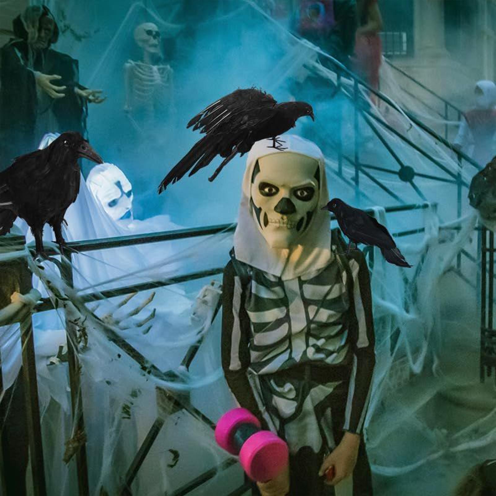 

Хэллоуин Черные вороны Ручная работа Статуэтка черной вороны из перьев Декоративная фигурка животного Птицы Украшение двора на Хэллоуин Для двора China Mainland