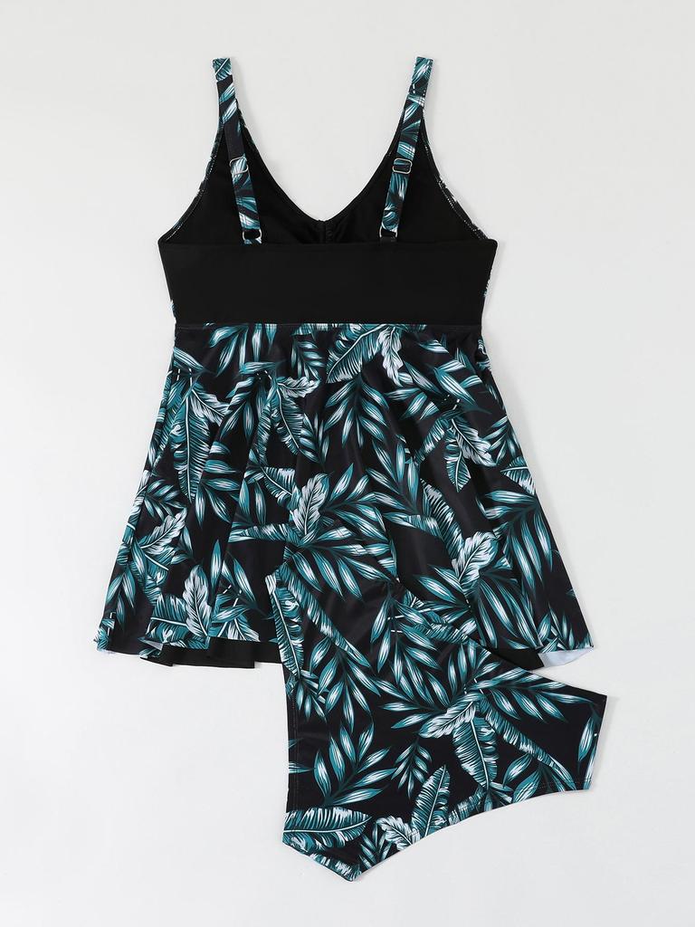 2026 European & American Plus Size Women's Conservative Swim Skirt with Triangle Briefs