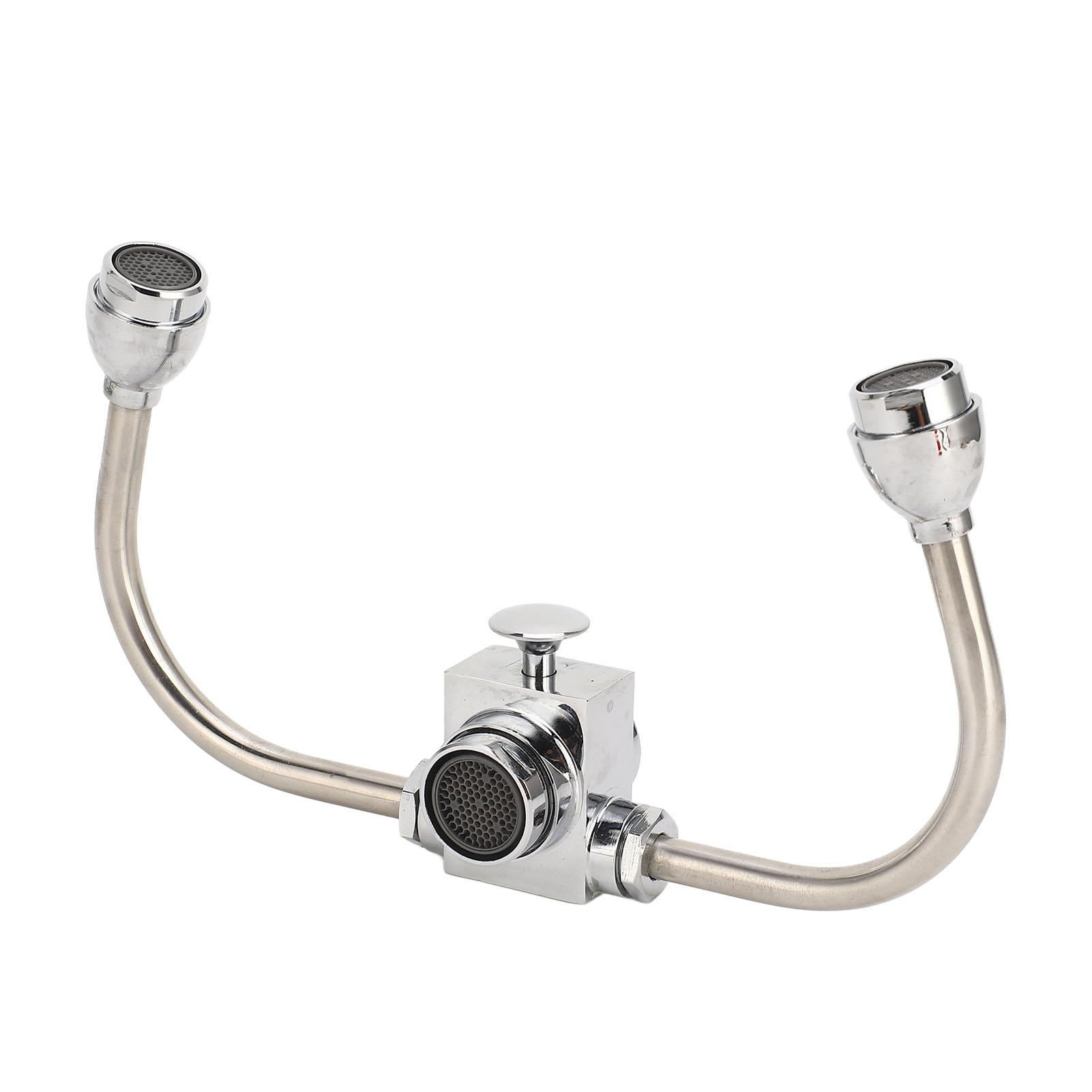Faucet Mounted Eyewash Station Double Nozzle Emergency Eye Wash Unit for Laboratory Factory Office Sink PP+304 stainless steel