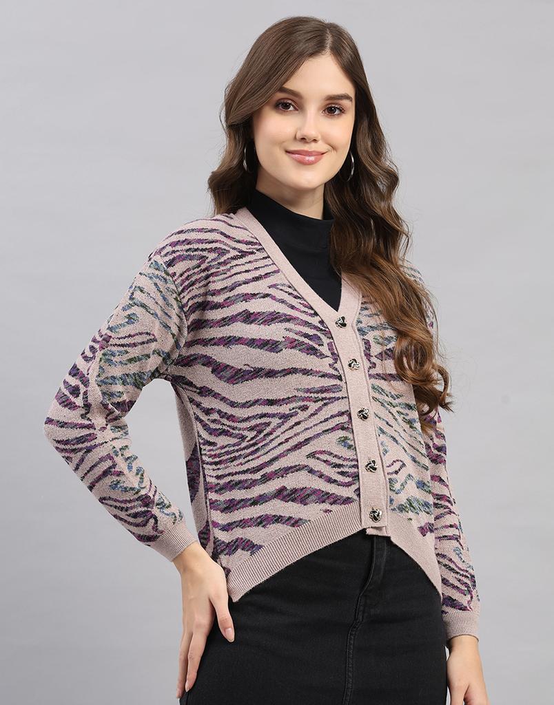 MONTE CARLO Damen V-Ausschnitt Langarm Strickjacke