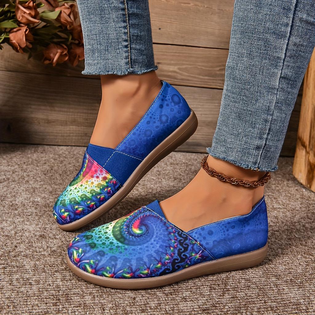 Women'S Colorful Stars Flats, Lightweight Flat Slip on Loafers, Comfort Footwear for Daily Wear, Summer Casual Shoes for Independence Day