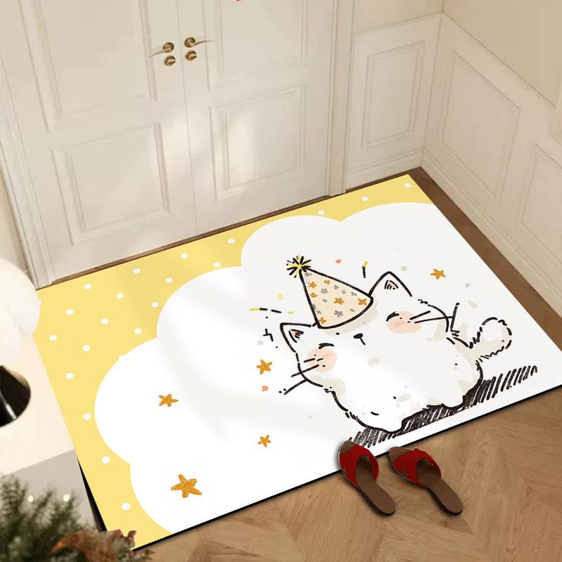 Cute Bathroom Diatom Mud Household Absorbent Foot Mat Mat Toilet Mat Wash Water Between The Mat Absorbent Non-slip