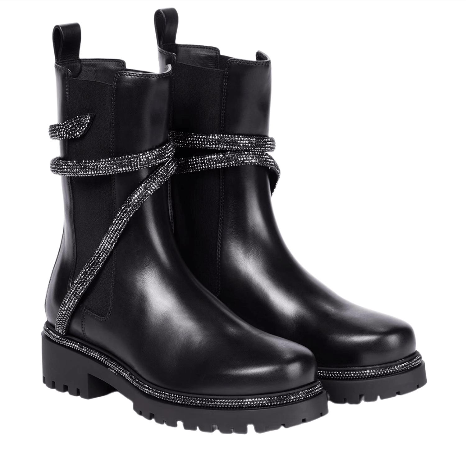 

Модные ботильоны в форме змеи, со стразами, на толстой подошве, в стиле кэжуал, мотоциклетные, рыцарские, с бриллиантами, зимние, ботинки-труба 35