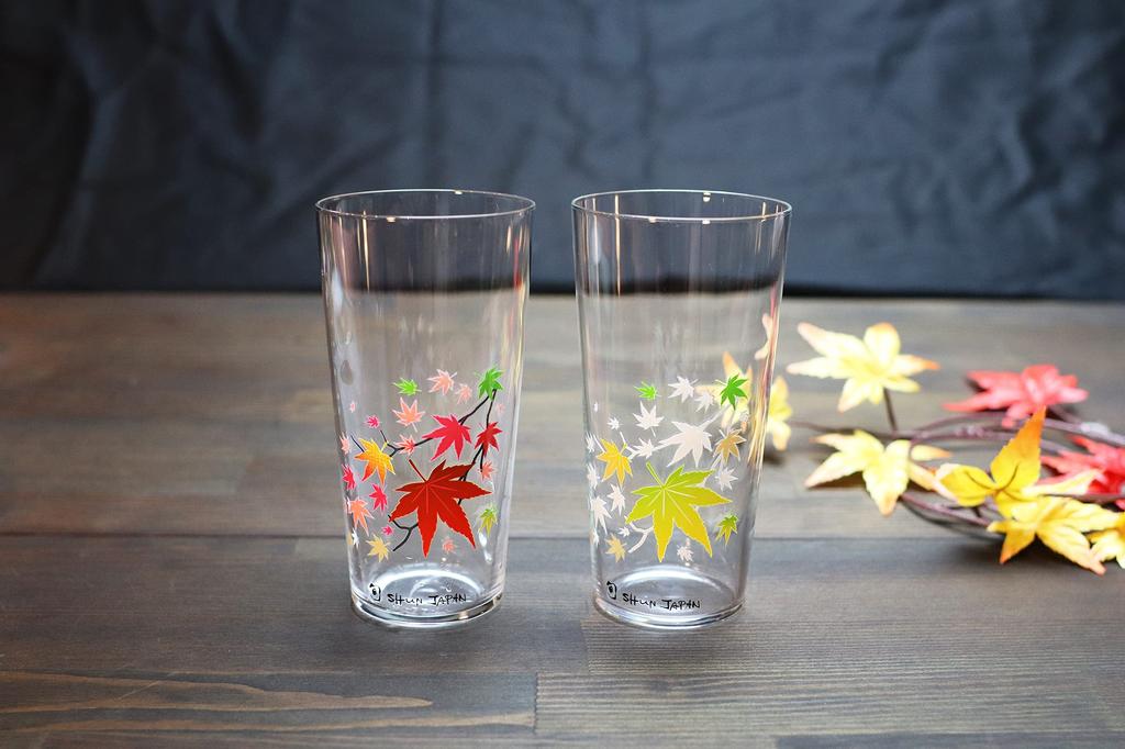 Jak Marumo Takagi Pottery Cool Autumn Leaves Szklanki Tumbler Zestaw Para Szklanki Tumbler Jesienne Liście Prezent Ślubny Prezent na Środek Roku Zmieniający się z Temperaturą