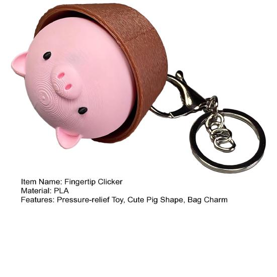 Fingertip Clicker Potted Plant Pig Shape Decompression Toy Press And Click Design Compact Pendant for Kids Adults
