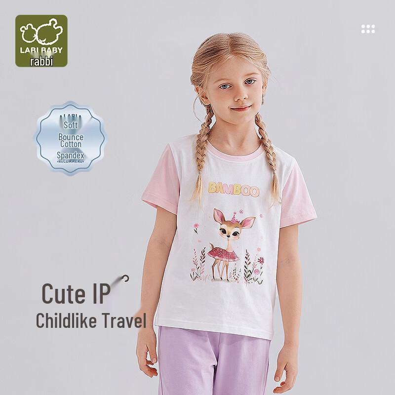Labi Kids Summer Unisex Short Sleeve Round Neck T-Shirt 90