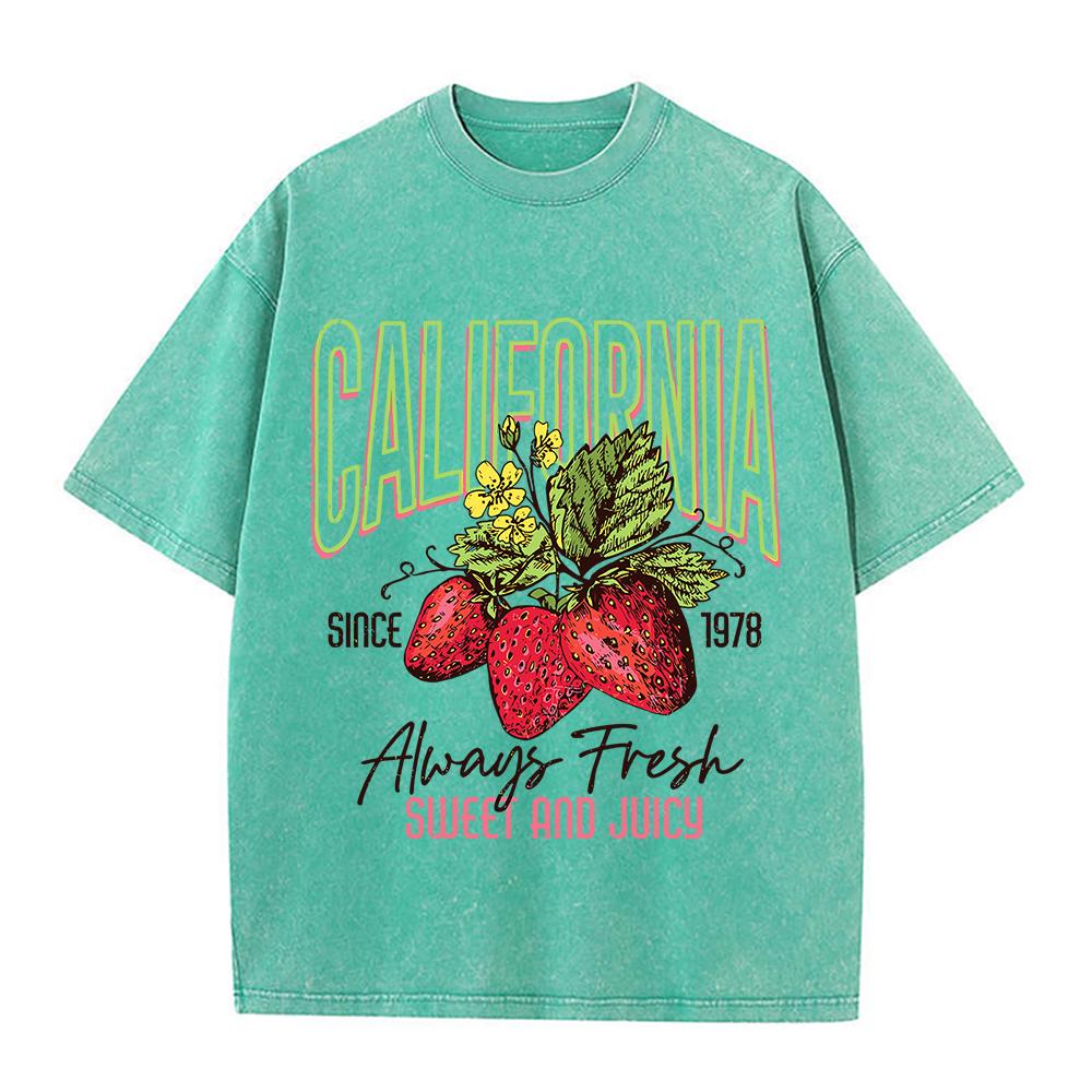

Калифорния Сладкий И Сочный Выстиранный Ретро Снежный Топ Мужская Повседневная Футболка Одежда Футболки Повседневная Летняя Хлопковая Свободная Футболка S