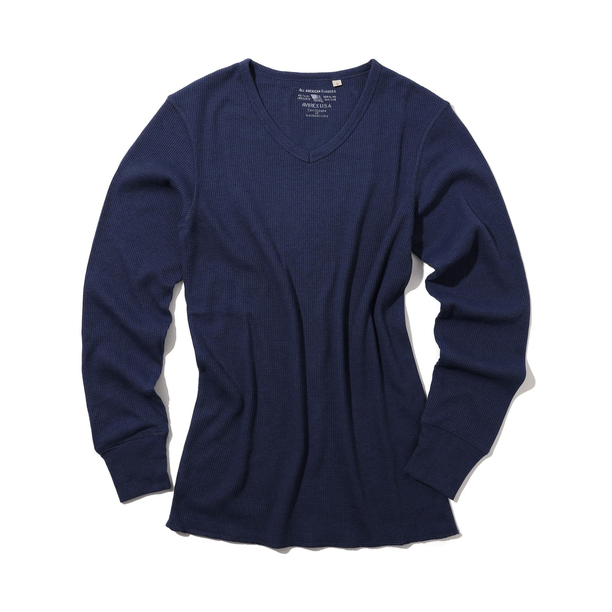 AVIREX DAILY THERMAL V-NECK TEE 6163462 men s XL navy