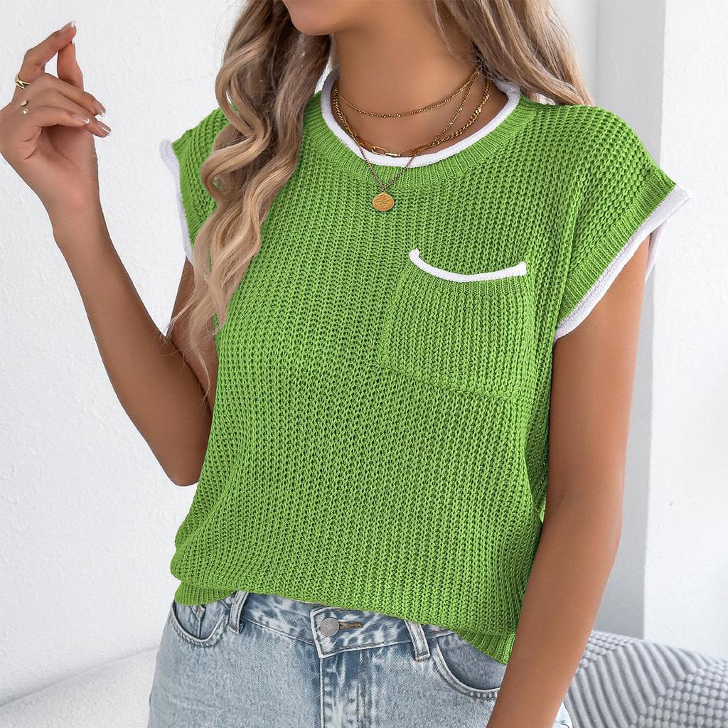 Damesmode Kleurblokken Zak Vleermuismouwen Casual Los Gebreide Top