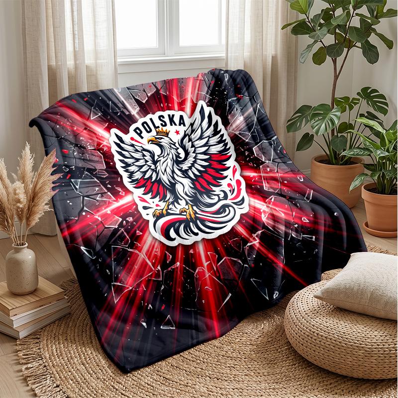 Poland Football Printed Flannel Blanket Skin Friendly Warm Decorative Throw for Indoor Couch Bed Daily Use
