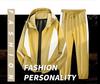 Men's Spring & Autumn Loose Fit Sports Suit: Stand-up Collar Jacket & Long Pants, Plus Size Two-Piece Set