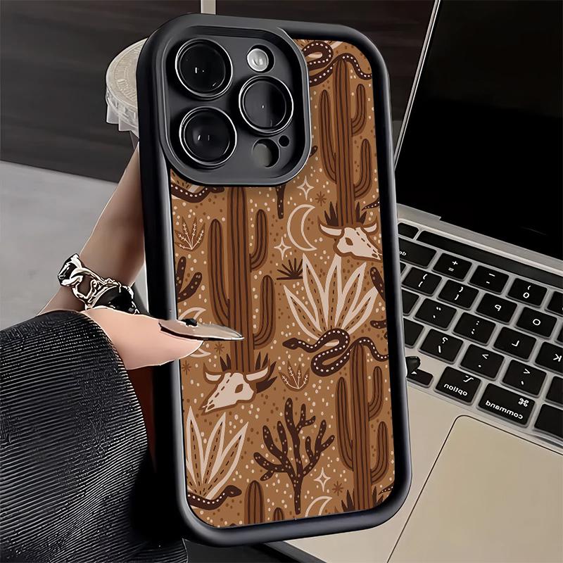 Cactus Pattern Phone Case for iPhone 16 17 Air 16E 15 Pro Max 14 Plus 13 12 Mini Capa Soft Shell Silicone Funda
