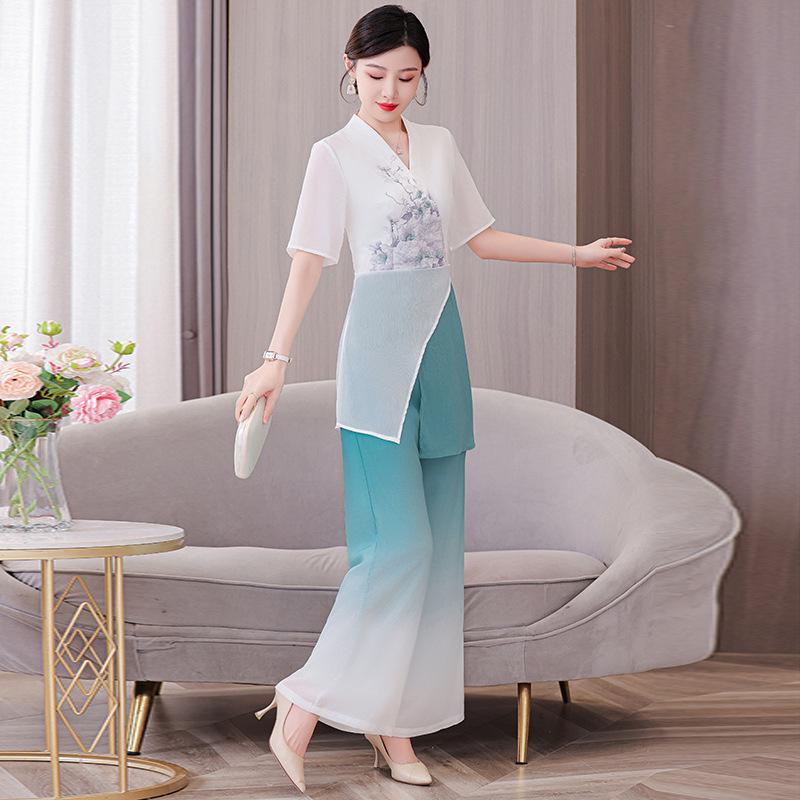 

Комплект униформы техника по массажу ушей и стоп с китайским принтом Y2025 XL циан