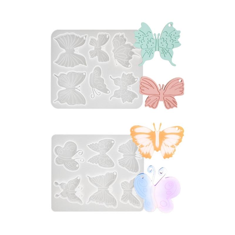 Flexible Pendant Mold Silicone Crafts Molds Butterfly Shaped Keychain Moulds Silicone Texture Gift for Hand Making Lover