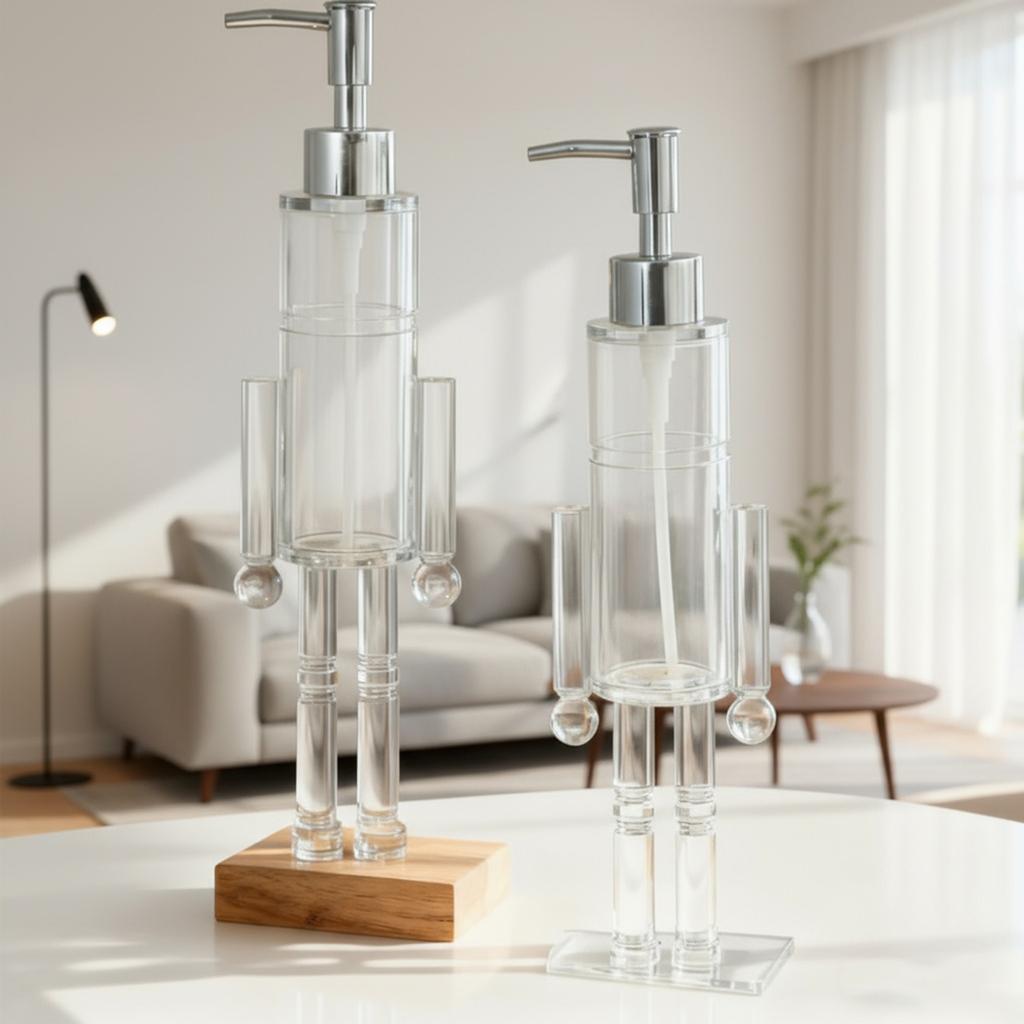 Nutcracker Soap Pump Dispenser Refillable Gel Liquid Container Transparent Lotion Bottle For Kitchen Hotel Home Countertop