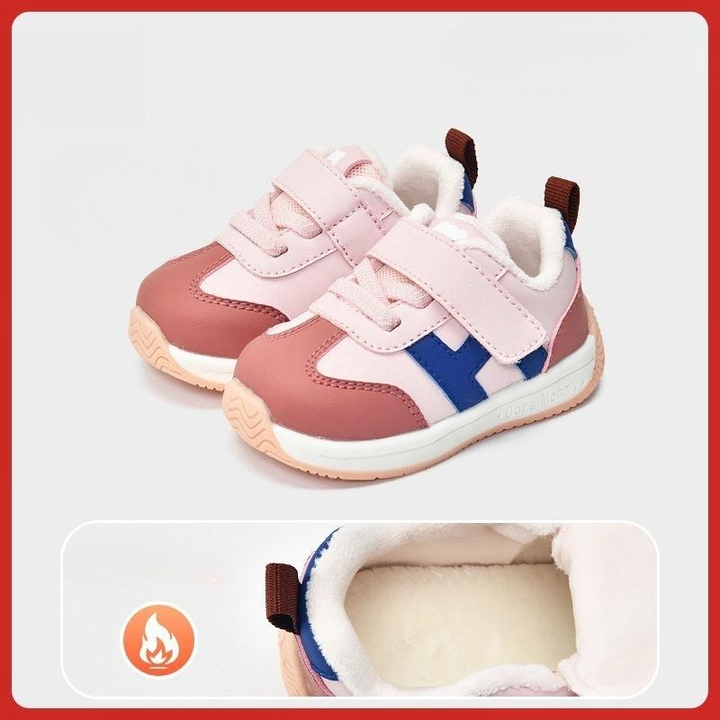 Boys' learning-to-walk shoes, 0–1/2/3 years old autumn-winter infant shoes, girls' baby soft sole functional fleece-lined thickened cotton shoes
