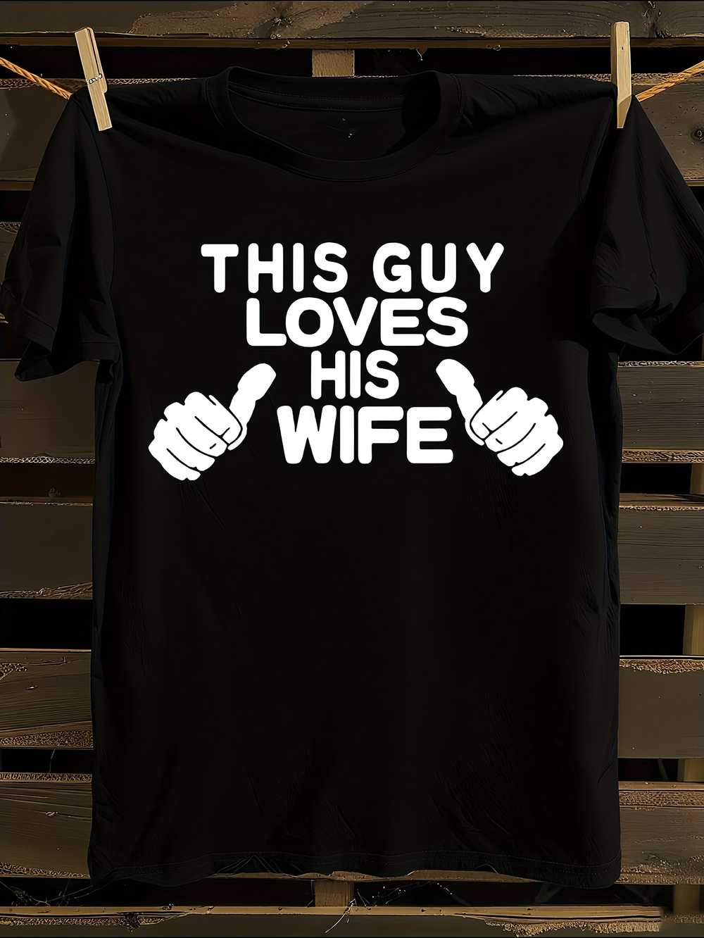 Funny  This Guy Loves His Wife  T-Shirt Mens Tshirt Womens Tshirts with Letters Print Short Sleeves T-Shirt Casual Street Tee Shirt Top L