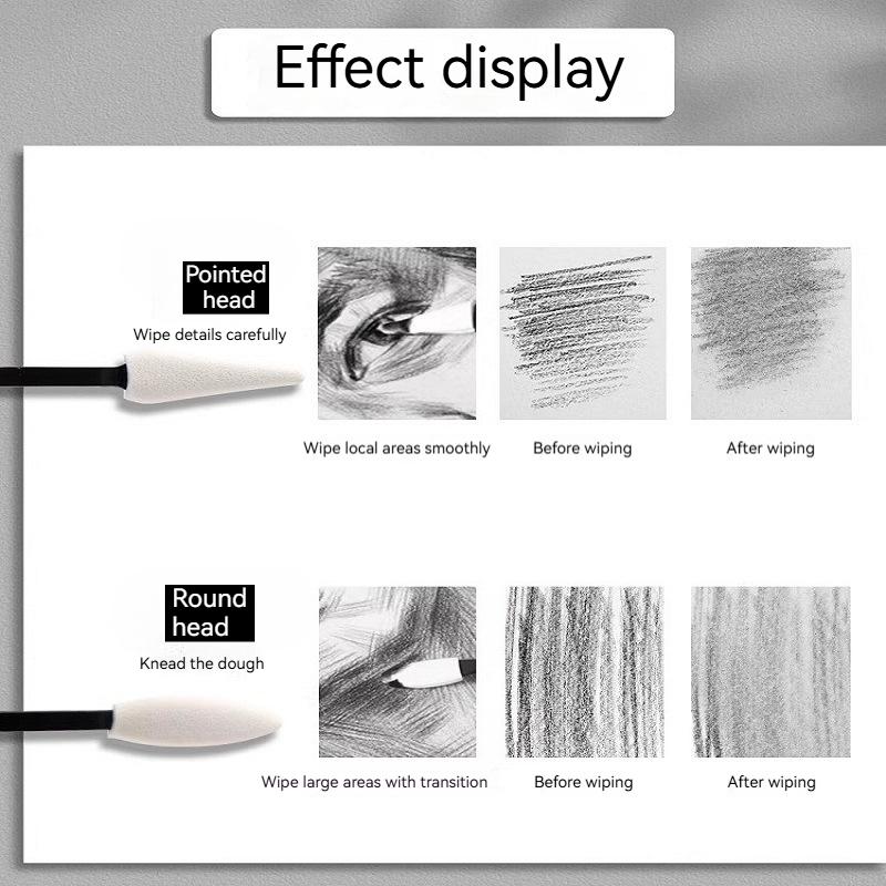 1-20pcs Paper Art Blending Stumps Sketch Erase Sponge Wiper 2 Head Types 20 Replacement Sponge Wipes Artist Sketch Drawing Tools
