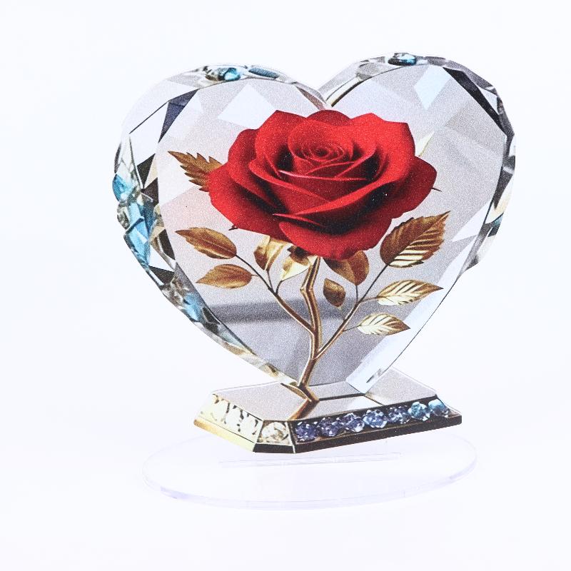 1 Stück Acryl Böhmische Herzförmige Skulptur Ornament Elegante Schreibtischdekoration Für Zuhause Oder Büro