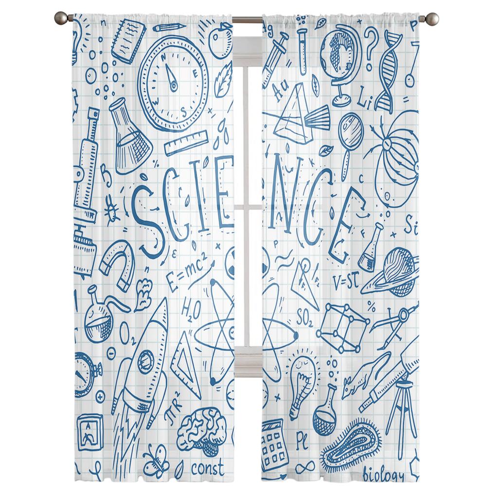 Zasłony Przezroczyste do Pokoju Młodzieżowego Rakieta Kosmiczna Planeta Zasłony do Kuchni Gabinetu Dekoracje Świąteczne do Salonu Zasłony Tiulowe