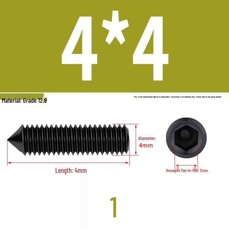 12.9 Edelstahl 304 Innensechskant Kegelspitze Gewindestift M2/M3
