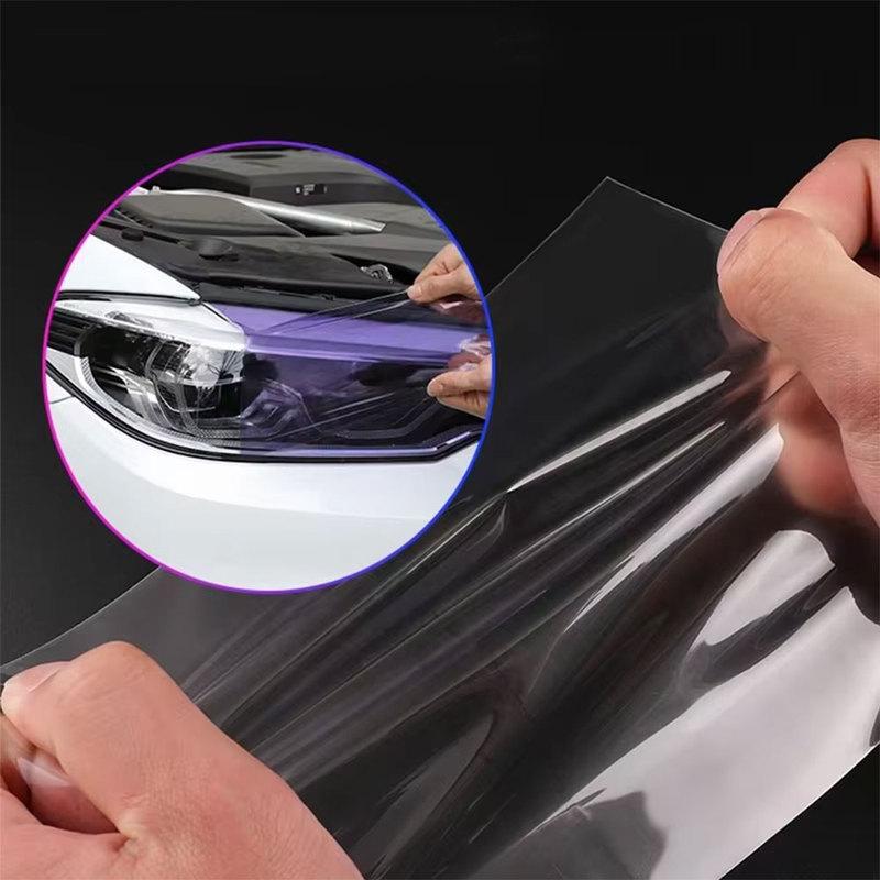 TPU PPF Smart Photochromic Headlight Protection Film Anti-scratch Self-healing White to Purple to Black Color Changing Sticker
