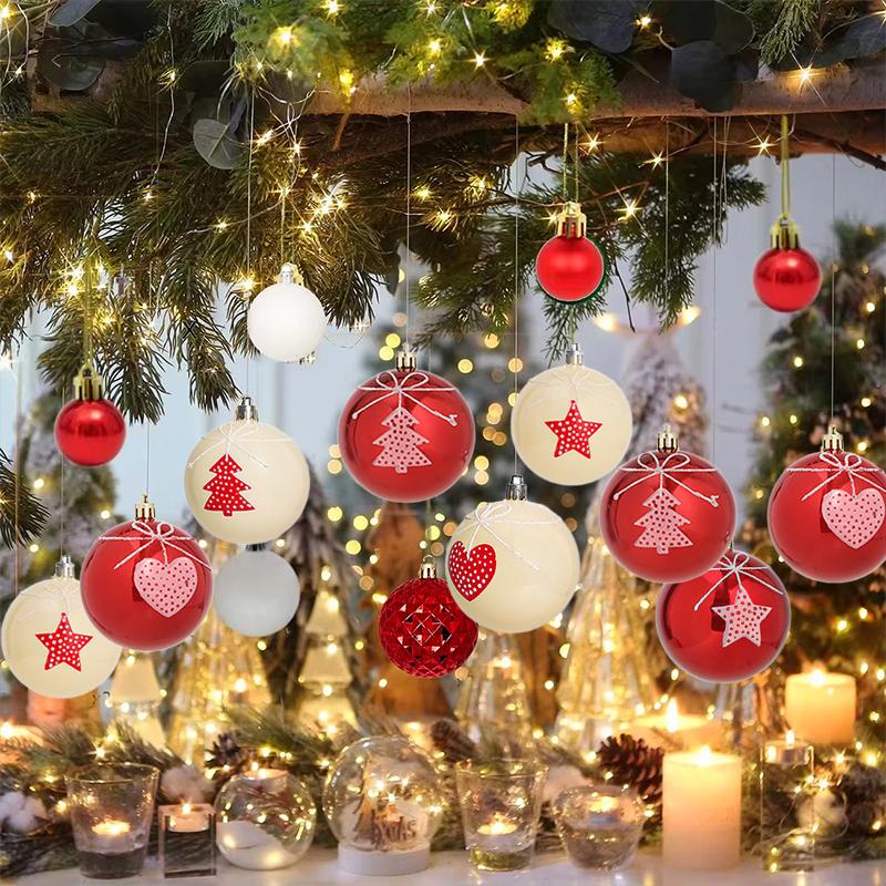 Christmas Home Decoration Cute Bow Design New Year Decoration Heart Pattern Exquisite Christmas Decorations Sweet Style 6PCS