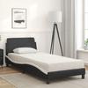 VidaXL Lit avec matelas noir et blanc 80x200 cm similicuir, meuble de chambre à coucher, lit simple, cadre de lit incurvé, 3208302