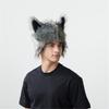 Plush Wolf Ear Hat for Halloween Party Winter Earflaps Hat Windproof Coldproof Unisex Headwear For Adult Teens Cosplay