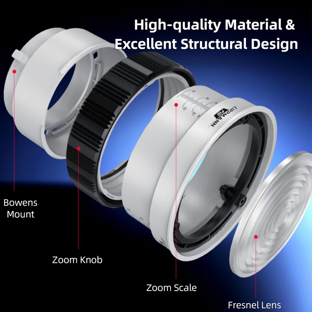 LIPPMANN F20 9 İnç Fresnel Lens Bowens Montajı 10 derece - 45 derece Optik Odaklama Adaptörü 10 Kat Daha Parlak