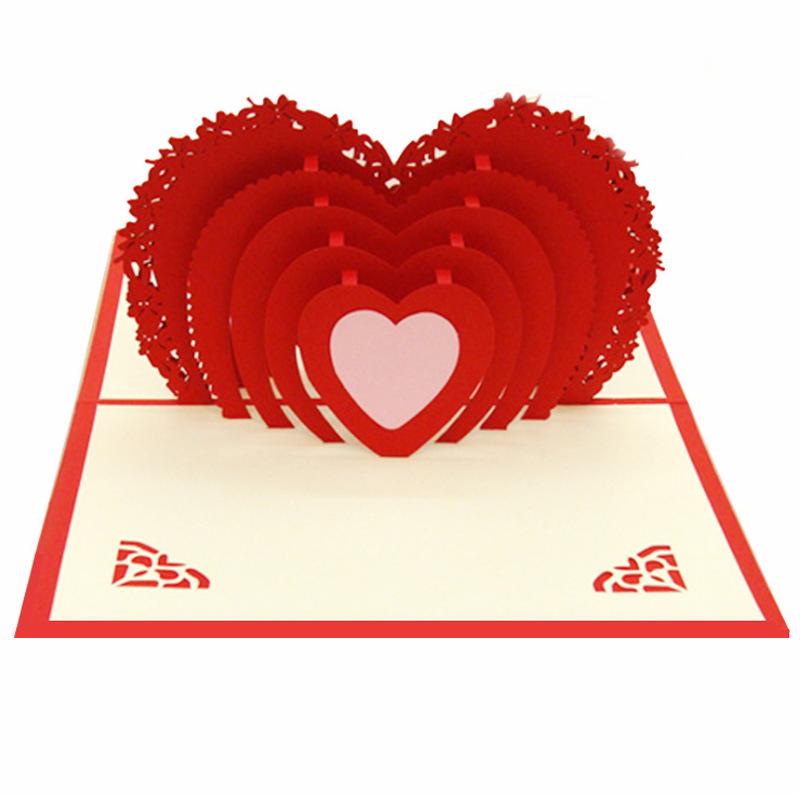 3D Heart Paper Carving Greeting Card for Qixi Festival and Weddings