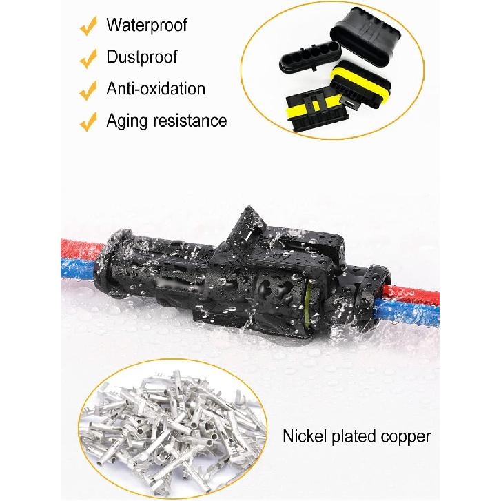 800Pcs 50 Sets Waterproof Automotive Electrical Wire Connectors Plug Kit 1/2/3/4/5/6 Pin Waterproof Connectors with Ratchet Crimping Tool