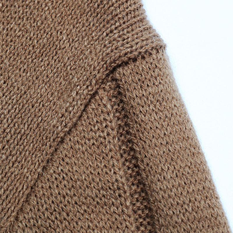 Autumn Winter Chic Solid Knitted Sweater Dress Full Sleeve High Collar Thick A-line Long Pullover