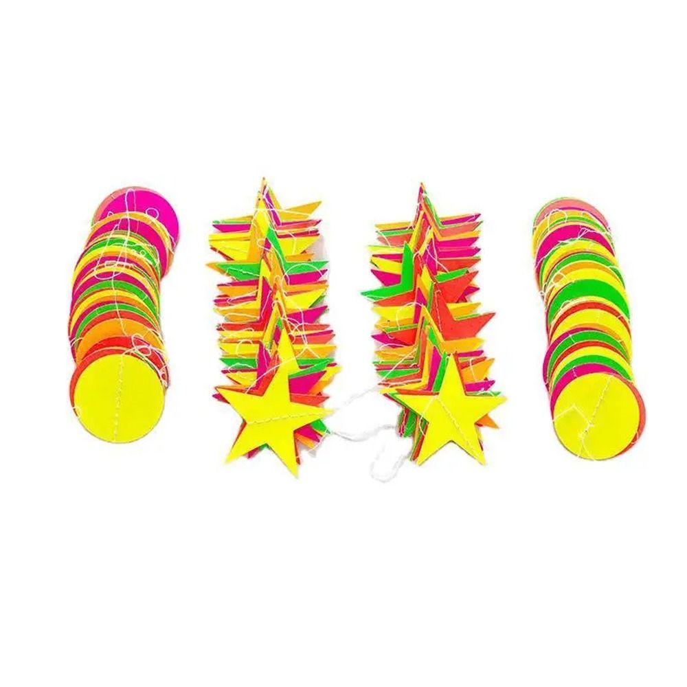 Rectangle Neon Fluorescent Garland Colorful Glow Pennant  Black Light Party