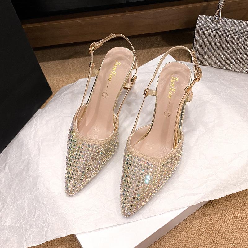 

Летние туфли-лодочки с острым носком, неглубоким вырезом, на высоком каблуке, универсальные, с темпераментом, на тонком каблуке, с сумкой, с перемычкой, модные сандалии 40