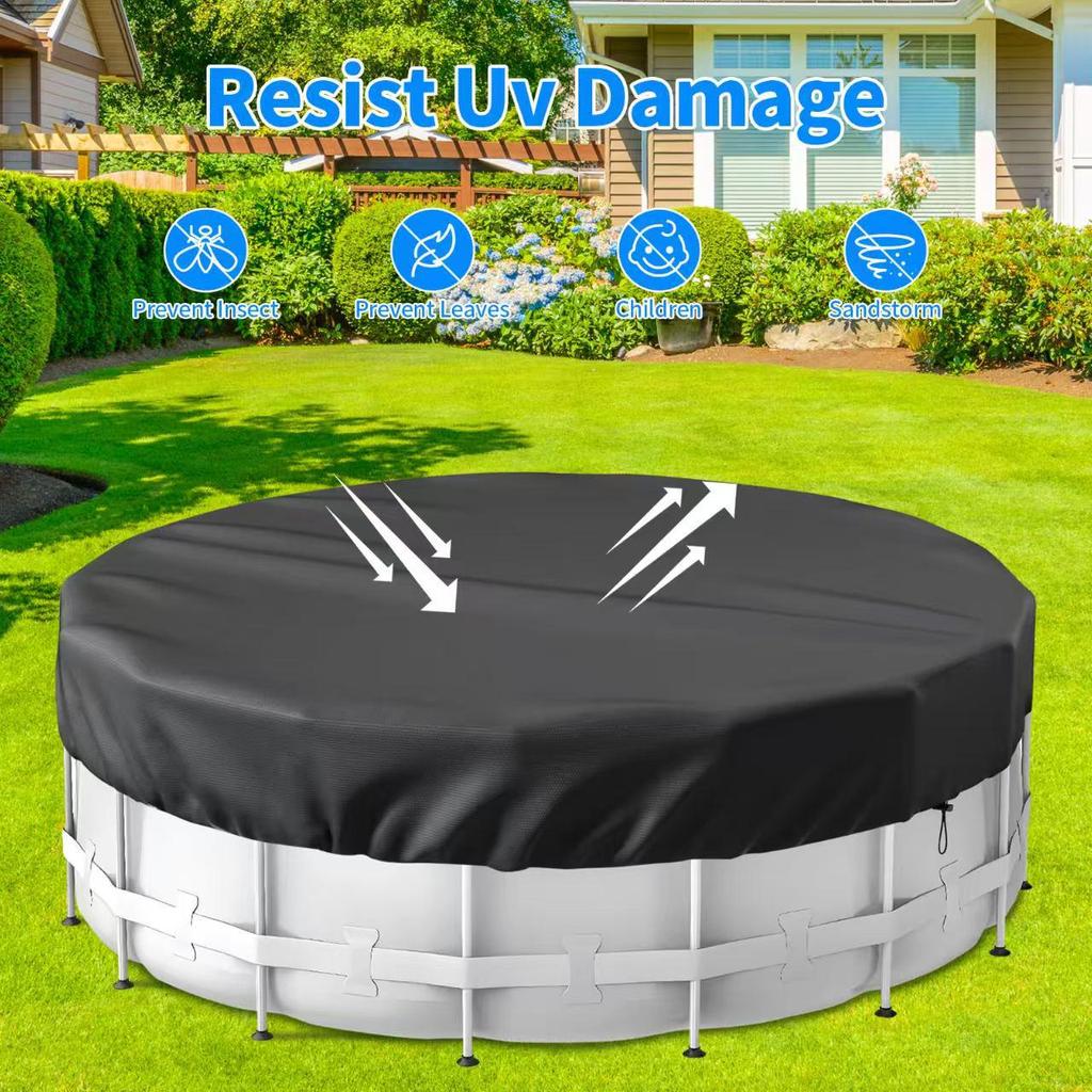 Round Oxford Cloth Outdoor Pool Cover - Dust, Sun, Rain, Leaf & Snow Protection
