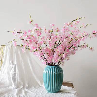 109cm Pink Artificial Silk Flower Long Branch Fake Cherry Blossom Wedding Arch Party Background Home Wall Decoration