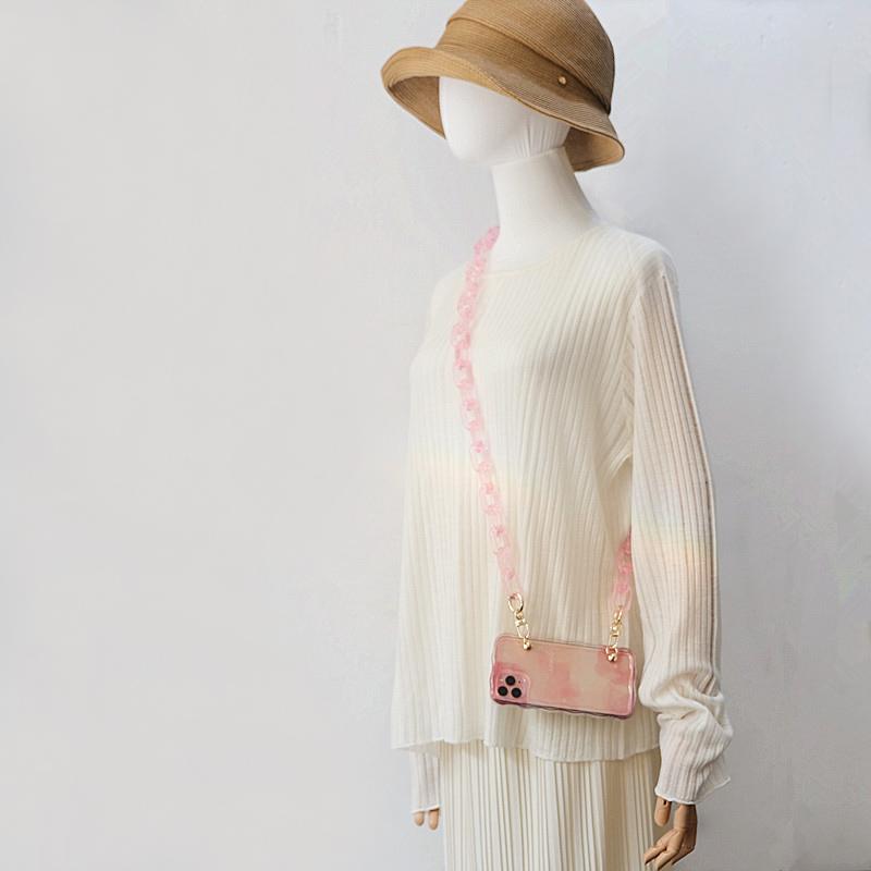 New Phone Accessory Detachable Parts Chain Matte White Crossbody Resin Luxury Strap Phone Case Chains Candy Neon Acrylic Shoulder Chain