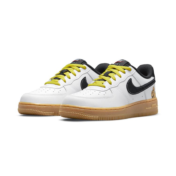 New Nike Air Force 1 Low Top Skateboard Shoes White Black Children Aged 3 7 Years Old DO5856-100
