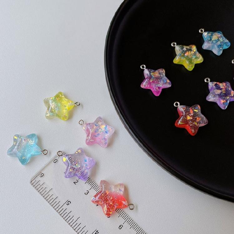 Five-Pointed Star Resin Pendants Tags for DIY Jewelry Making Keychain Crafts
