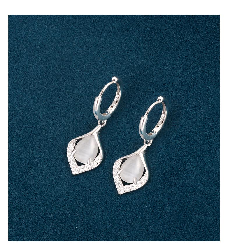925 Sterling Silver Angel Teardrop Earrings for Women, High-End Niche Light Luxury with Cat's Eye Stone.