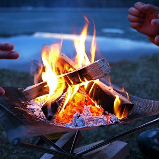 NOMADE Acero Inoxidable Fuego Fuego Fácil Malla Hoja Hoguera Hoguera, Soporte, Montaje, (Juego de fuego)
