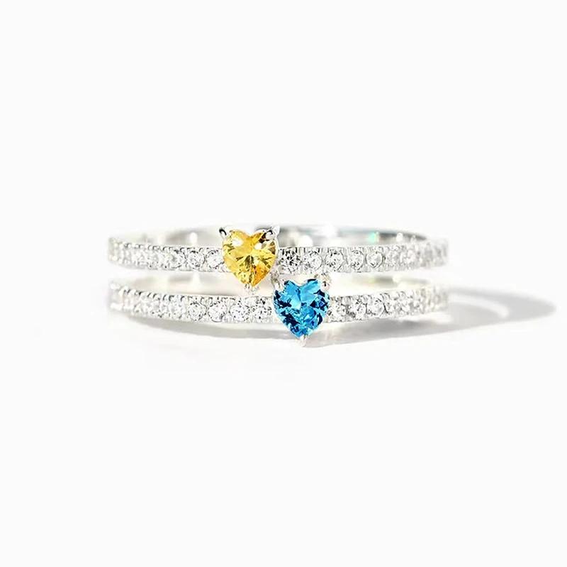 Huitan Dainty Lovely Heart Cubic Zirconia Rings for Women Simple Stylish Shiny Finger Accessories Modern Chic Party Zircon Hot