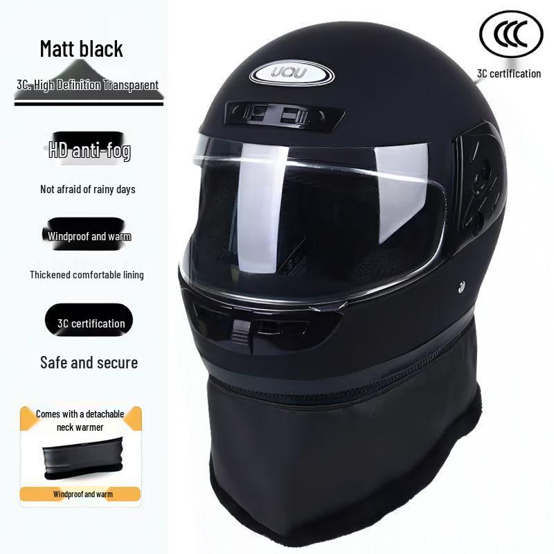 Autumn/Winter Anti-fog Electric Motorcycle Helmet, Class A Safety, Unisex.