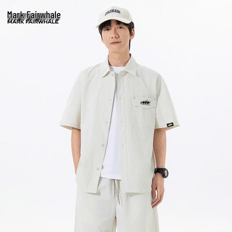 MARK FAIRWHALE Men s Summer Short-Sleeve Casual Shirt M
