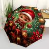 1pc Merry Christmas! Automatic Opening Closing Umbrella, Portable 3-Fold Design with 8-Bone Iron Frame, Outdoor, Festive Gift for Fans, Travelers, Dai