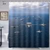 Warcraft Deck Jet Fighter Shower Curtain for Military Fans Bathroom,Warship Plane Coast Fabric Shower Curtains 72x72inch,Durable and Washable with 12