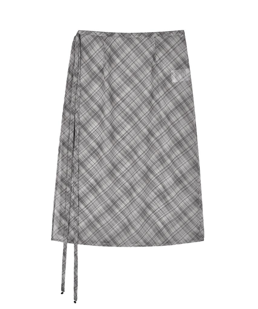 Naked Surf Club Sheer Check Wrap Skirt (Gray)